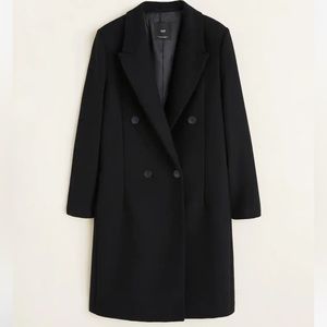 Mango Structured Black Wool Coat